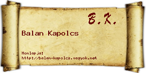Balan Kapolcs névjegykártya